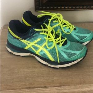 Women’s ASICS neon running shoes